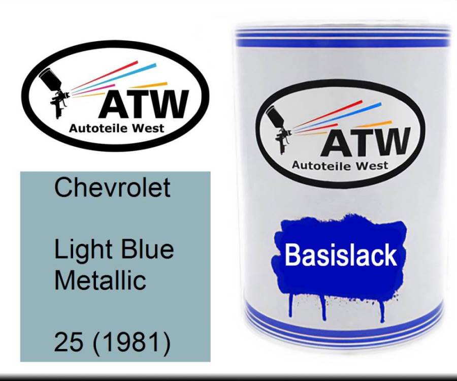 Chevrolet, Light Blue Metallic, 25 (1981): 500ml Lackdose, von ATW Autoteile West.